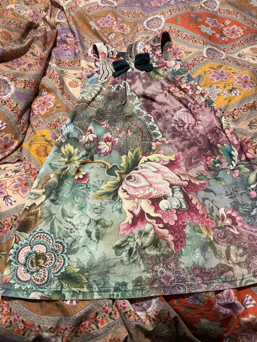 Corduroy paisley high waisted bow detail lovely maxi dress 3T